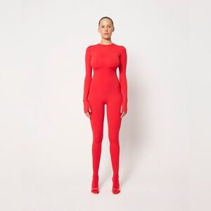NWT Khy x Entire Studios Long Sleeve Footed Red Catsuit Size Small